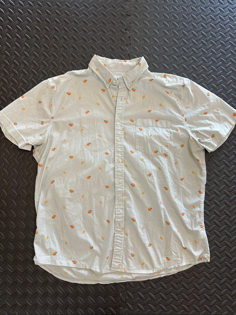 Sonoma Light Blue Short-Sleeve Button-Down Shirt with Orange Fruit Print